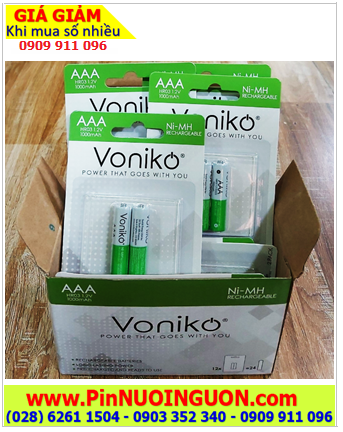 COMBO MUA 01hộp 10vỉ=20viên Pin sạc AAA 1.2v Voniko HR03 AAA1000mAh chính hãng _Giá chỉ 449.000/Hộp 10vỉ
